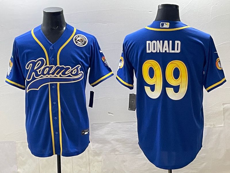 Men 2025 Los Angeles Rams #99 Donald Blue Second generation joint name Nike Limited NFL Jersey style 03